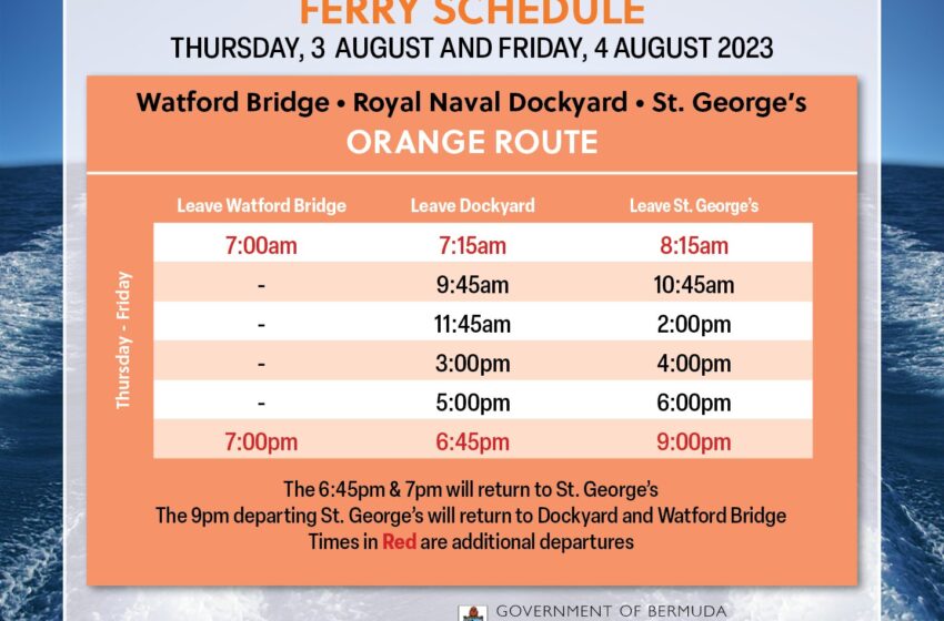  CUP MATCH FERRY SERVICE TO ST GEORGE’S
