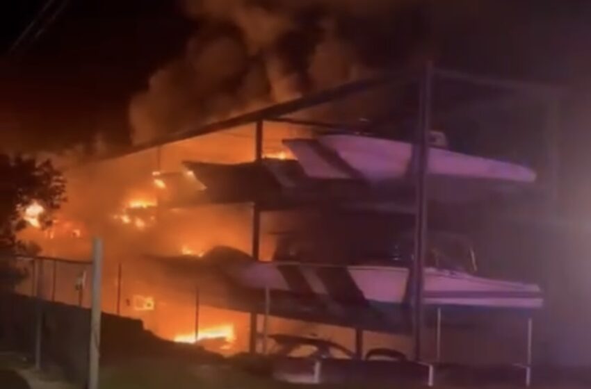  Several boats on fire at Wellington boatyard in St George