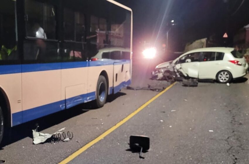  Bus and private car collide no injuries police investigate