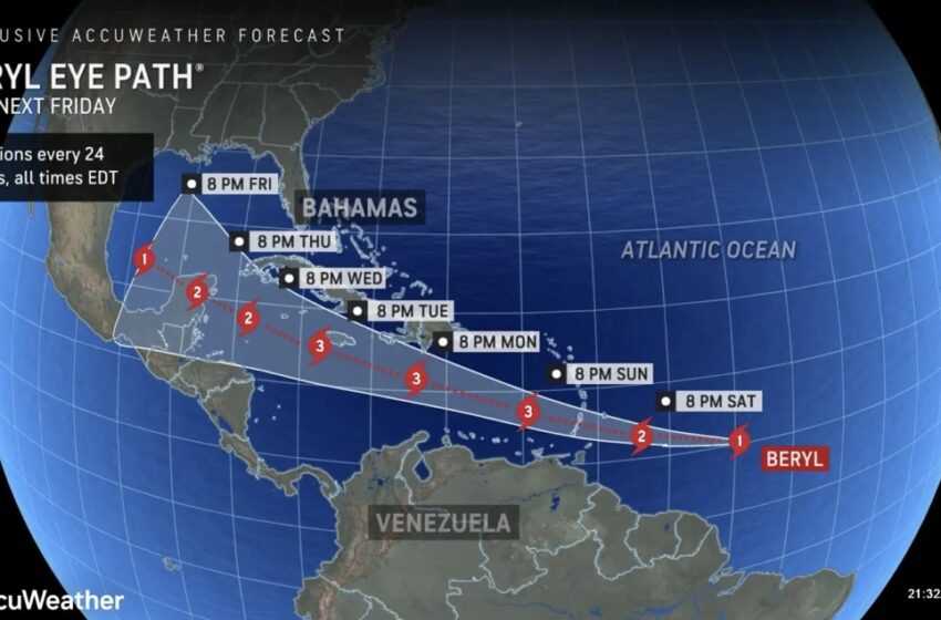  Hurricane Beryl expected to rapidly intensify as it races toward Caribbean