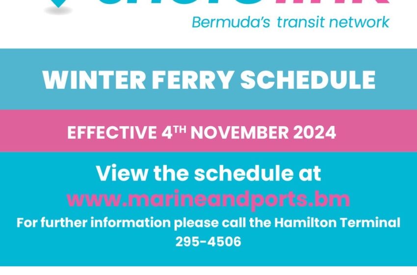  Marine and Ports Services Winter Ferry Schedule